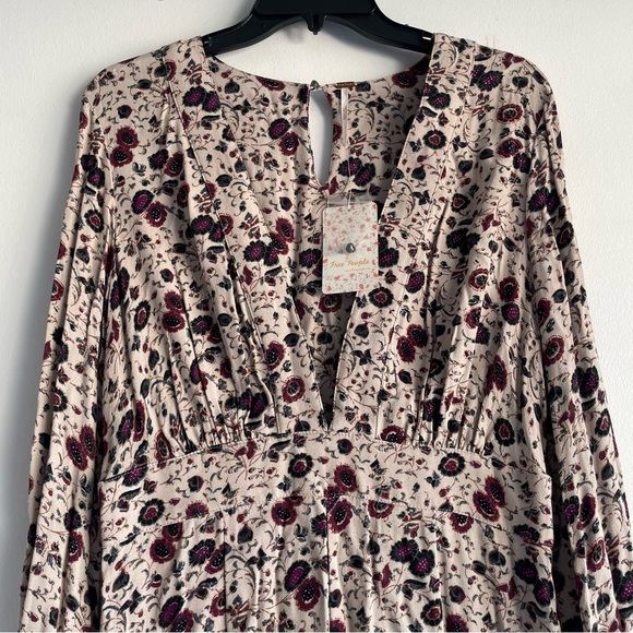 New! Free People some like it hot tan floral print romper jumpsuit 22659 - Picture 5 of 16